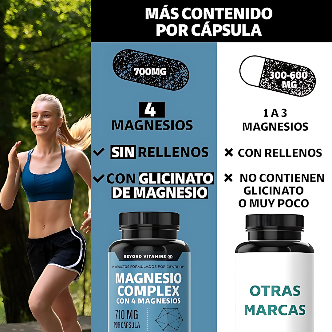 Magnesio Complex 4 en 1 (Citrato, Glicinato, Gluconato, Óxido) | 710mg | 60 Cápsulas