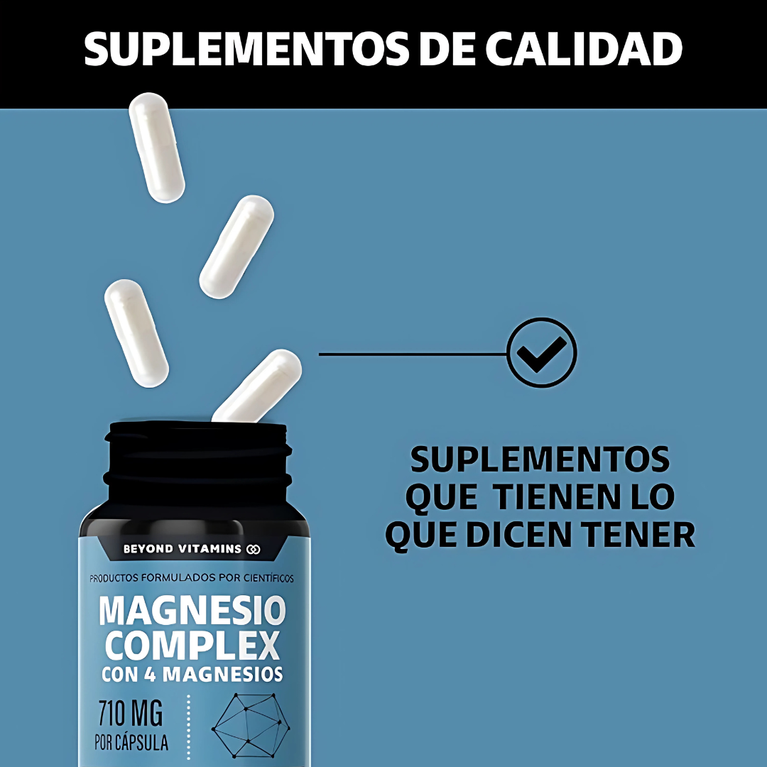 Magnesio Complex 4 en 1 (Citrato, Glicinato, Gluconato, Óxido) | 710mg | 60 Cápsulas