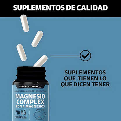 Magnesio Complex 4 en 1 (Citrato, Glicinato, Gluconato, Óxido) | 710mg | 60 Cápsulas