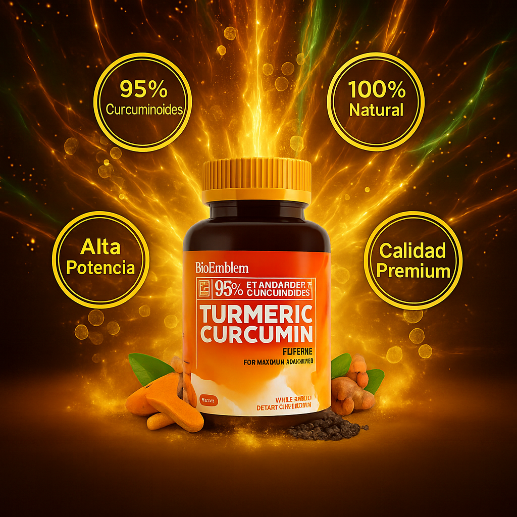 CÚRCUMA BIOEMBLEM® + PIMIENTA NEGRA + ACEITE MTC | SUPLEMENTO NATURAL PARA ARTICULACIONES FUERTES Y FLEXIBLES