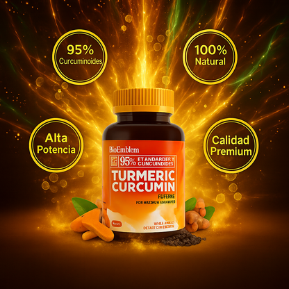 CÚRCUMA BIOEMBLEM® + PIMIENTA NEGRA + ACEITE MTC | SUPLEMENTO NATURAL PARA ARTICULACIONES FUERTES Y FLEXIBLES