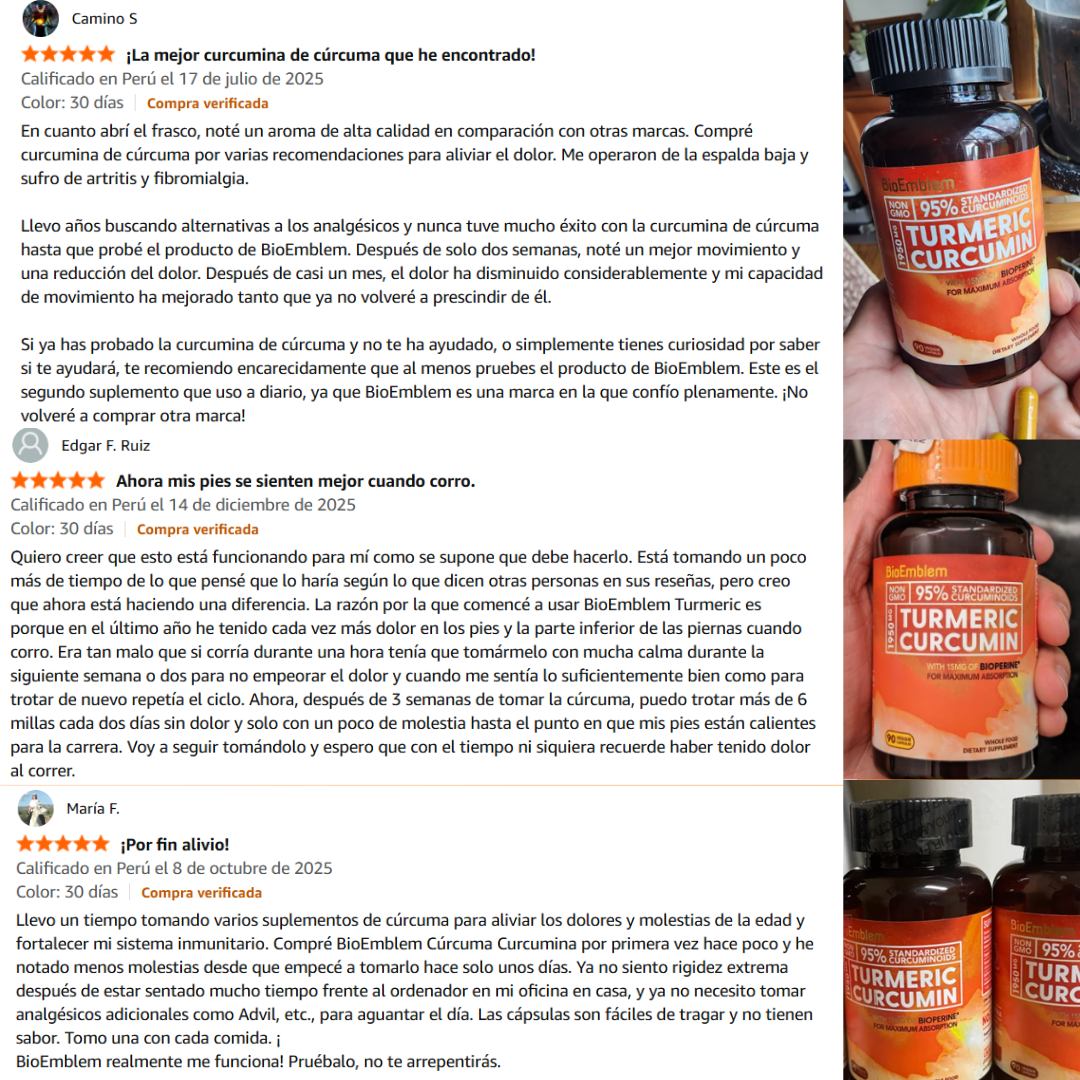 CÚRCUMA BIOEMBLEM® + PIMIENTA NEGRA + ACEITE MTC | SUPLEMENTO NATURAL PARA ARTICULACIONES FUERTES Y FLEXIBLES